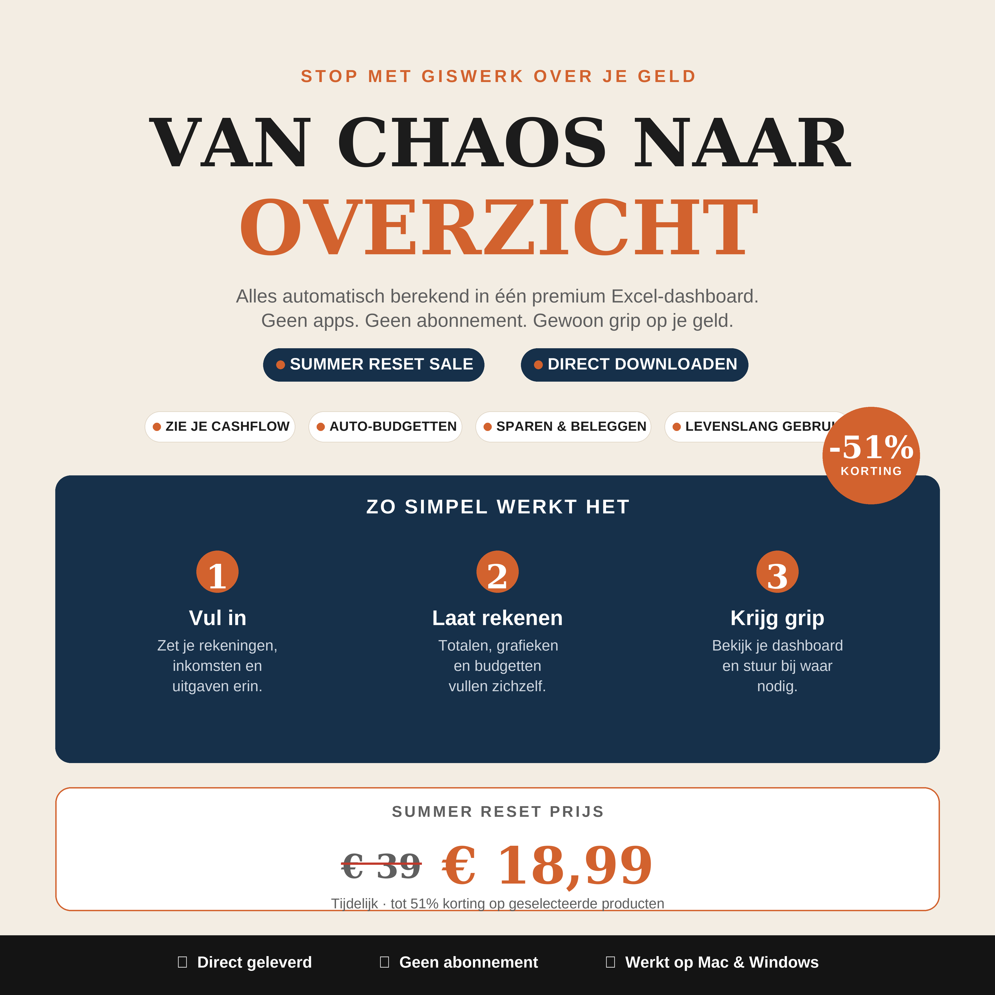 Financiële Planner Excel 2026 – Compleet Budget & Vermogen Dashboard (NL)
